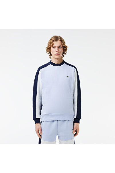 Lacoste Erkek Classic Fit Bisiklet Yaka Renk Bloklu Mavi Sweatshirt