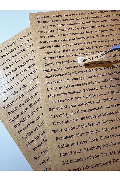 SF SCRAPBOOK KIRTASİYE English Word Sentence Sticker Scrapbook Journal Scrapbooking (Brown 4 Sheets)