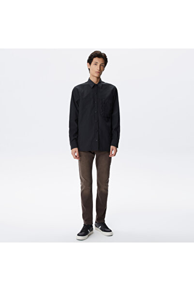 Lacoste Erkek Relaxed Fit Baskılı Siyah Gömlek