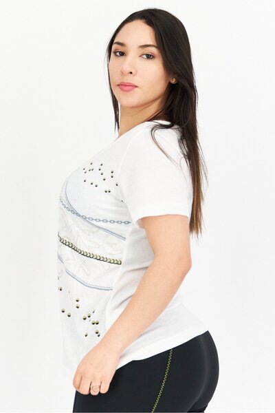 Champion Women Sportswear Fit Short Sleeve Outdoor Top, White Combo