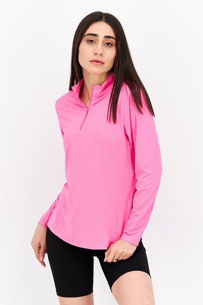 Gottex Women Sportswear Fit Long Sleeve Training Top, Pink