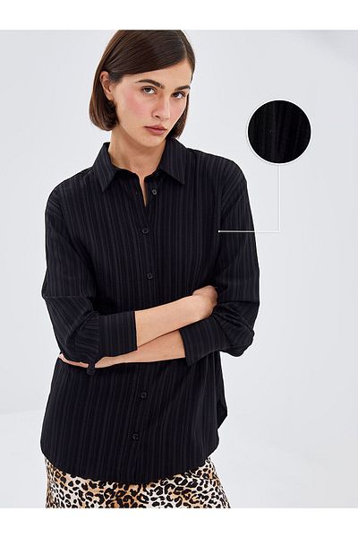 LC Waikiki Γυναικείο πουκάμισο Oversize με υφή Lcwk
