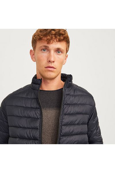 Jack & Jones Jack&Jones Sprint Puffer Colar Men's Black Stand Collar Coat