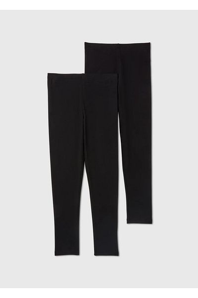 Kübra Tekstil Black Elastic Waist Basic Camisole Girl's Tights / Pack of 2