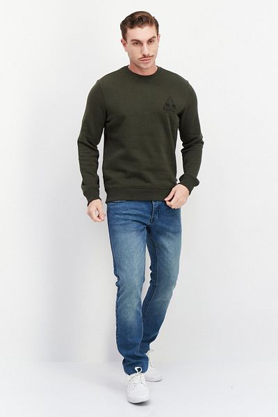 Penfield Men Crew Neck Long Sleeves Brand Logo Sweatshirt, Olive