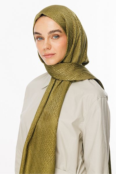 Mooncorn Γυαλιστερό σάλι ζακάρ με μοτίβο Soft Green Forever