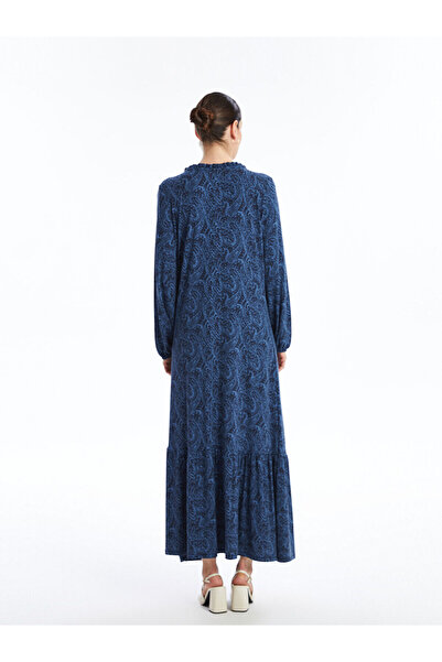 LC Waikiki LCW Grace - Női hosszú ujjú ruha megkötős nyakkivágással és nyomtatással