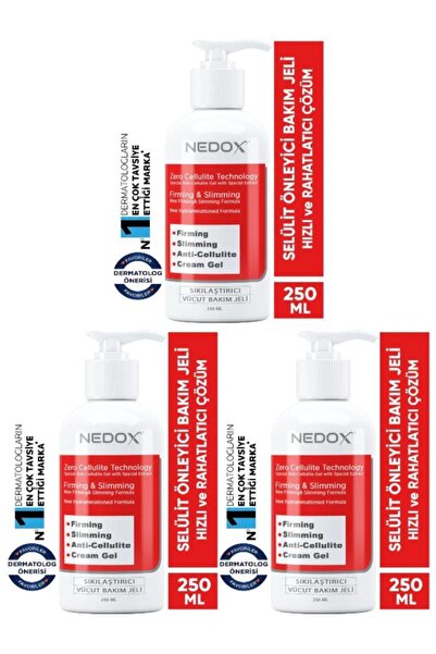 NEDOX  3 Adet , Sıkılaştırıcı, Selülit Karşıtı, Vücut Şekillendirici Jel 250 ml