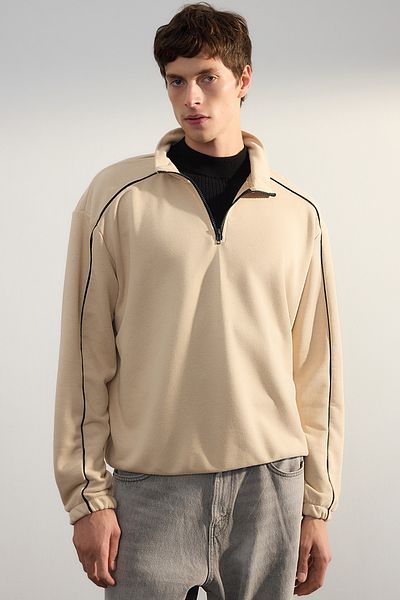 Trendyol Collection Oversize fleecová bavlněná mikina na zip - stojáček TMNAW25SW00033