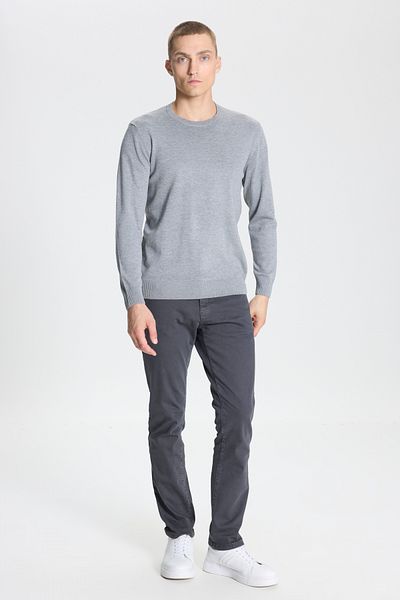 ALTINYILDIZ CLASSICS Pánský šedý úpletový svetr Melange Crew Neck – standardní střih