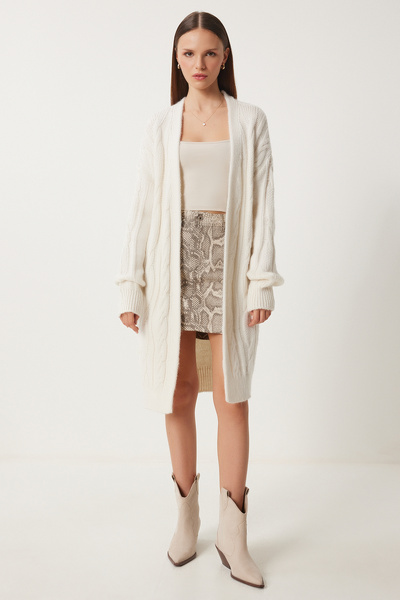 Happiness İstanbul Dámský ecru pletený pletený svetr Nv00075