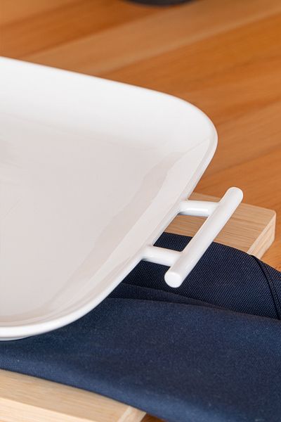 ACAR Farfurie de servire pătrată Bianco Perla cu mâner - 32,5 cm
