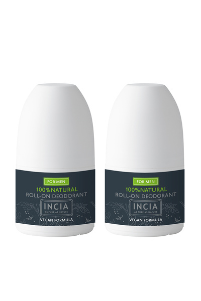 Incia %100 Doğal Roll On Deodorant Erkeler İçin Ter Kokusu Önleyici Lekesiz 50 ml X 2 Adet