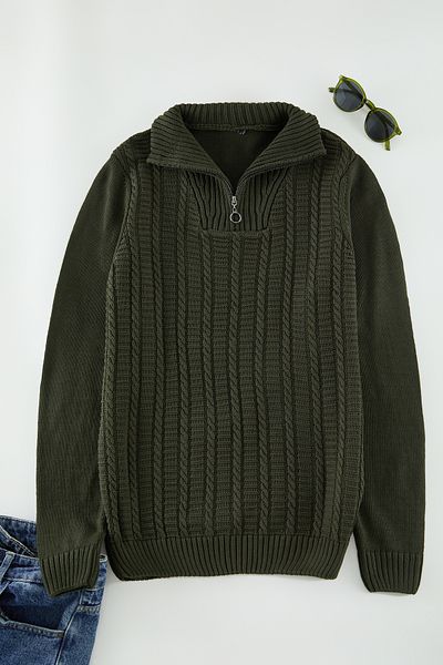 Trendyol Collection Πλεκτό πουλόβερ με πράσινα μαλλιά με λεπτομέρεια casual πλεκτό - μισό ζιβάγκο TMNAW25KZ00059