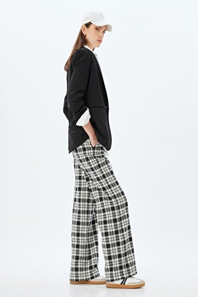 Koton Siyah Ekoseli Kadın Pantolon 5WAK40159PW