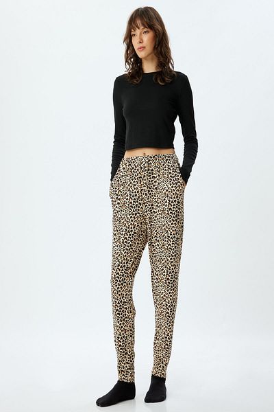 Koton Damen-Pyjamahose mit Leopardenmuster 5WLK40232MK