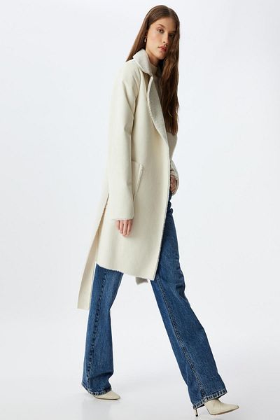 Koton Off-White-Mantel für Damen – 5WAK00023EW