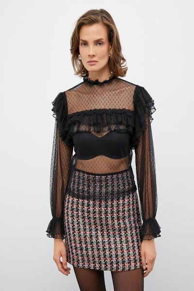 Koton Women's Black Blouse 4Wak80275Ek