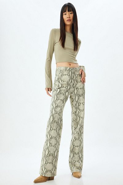 Koton Beige Patterned Women's Trousers 5Wal40027Mw