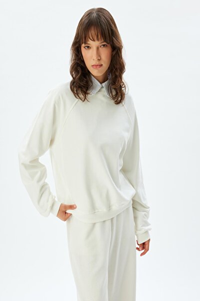 Koton Λευκό Γυναικείο Φούτερ 5WAK10224EK