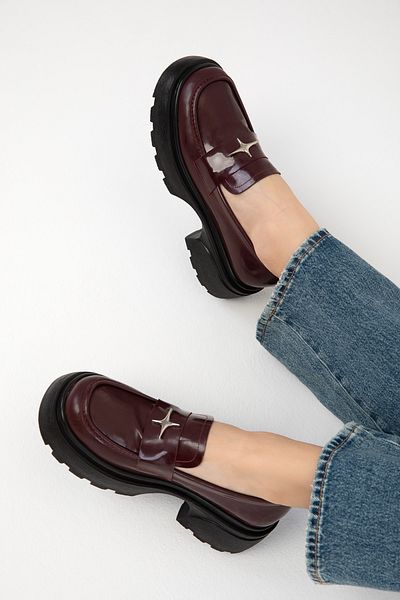 SOHO Patent Leather Claret Red Women's Casual Shoes - 19744