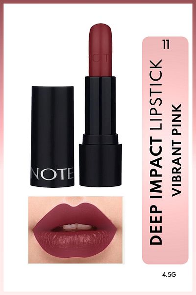 NOTE Deep Impact Lipstick Creamy Textured Semi-Shiny Lipstick 11 Vibrant Pink - Red