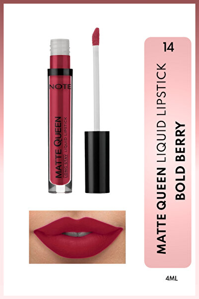 NOTE Matte Queen Lipstick Kalıcı Mat Likit Ruj - 14 Bold Berry - Kırmızı