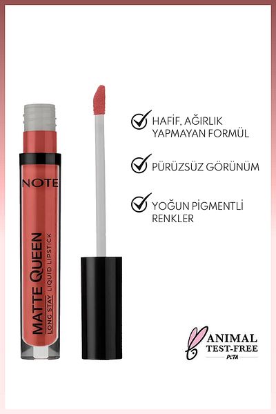 NOTE Pink Matte Queen Lipstick - Lasting Matte Liquid Lipstick, 09 Castle Brick