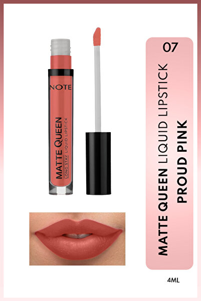 NOTE Matte Queen Lipstick Kalıcı Mat Likit Ruj - 07 Proud Pink - Pembe