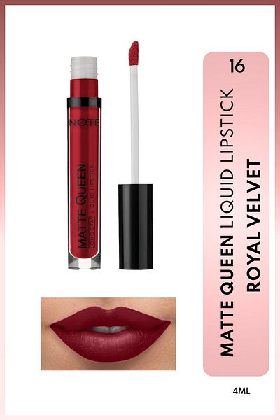 NOTE Matte Queen Lipstick Kalıcı Mat Likit Ruj - 16 Royal Velvet - Kırmızı