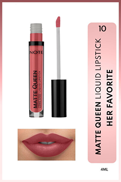NOTE Matte Queen Lipstick Kalıcı Mat Likit Ruj - 10 Her Favorite - Pembe