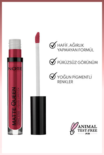 NOTE Matte Queen Lipstick Kalıcı Mat Likit Ruj - 14 Bold Berry - Kırmızı