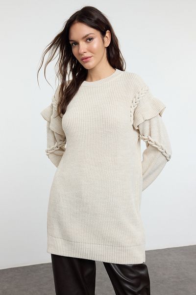 Trendyol Modest Πλεκτό πουλόβερ - Πέτρινη πλεξούδα μαλλιών Λεπτομερής TCTAW25AK00066