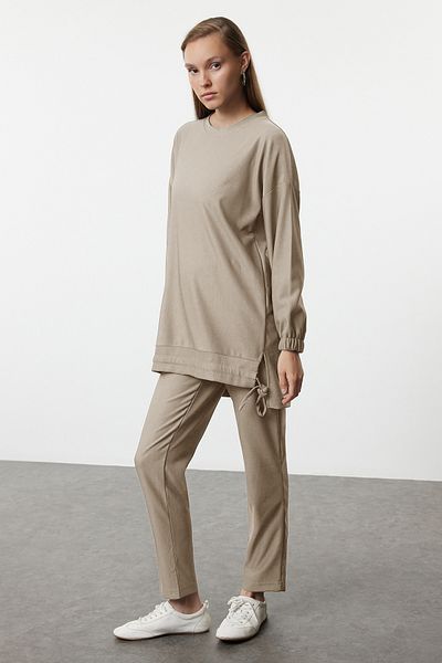 Trendyol Modest Oversize Rib/camisole Knitted Set - Tctaw25us00112 with Stone Stopper Detail