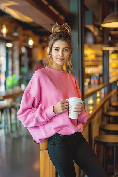 Trendyol Collection Růžová oversize pletená mikina Crew Neck Fleece - Twoaw24sw00102