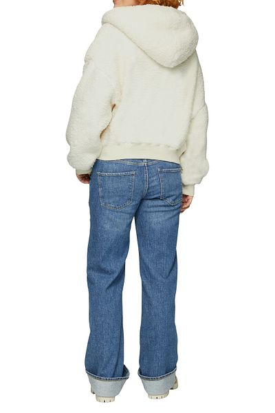 QS by s.Oliver Teddy Pileş Plush - Puha belső kapucnis pulóver, túlméretezett cipzár
