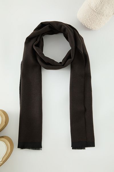 Edit by Trendyol Black-Coffee Double Sided Soft Warm Cashmere Scarf