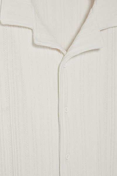 Trendyol Collection Ecru Flexible and Textured Knitted Fabric Shirt - Regular Fit Tmnaw25Go00037