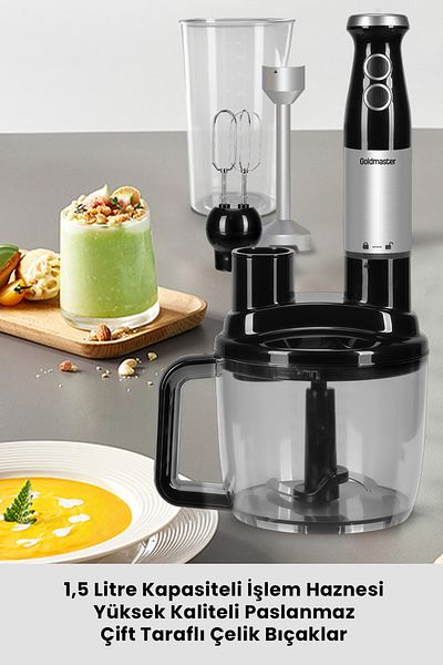 GOLDMASTER Fastrobot Inox Stainless Steel 8 in 1 Multi-Purpose Food Processor Multi Blender Set