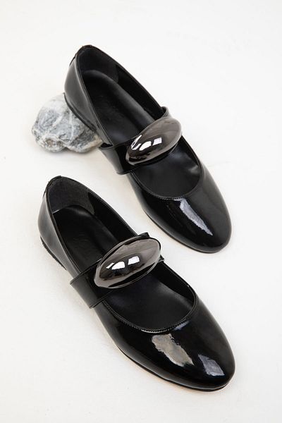 SOHO Patent Leather Black Women's Ballerinas - 19748 Model