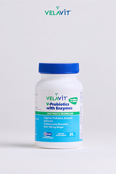 Velavit V-Probiotics with Enzymes Takviye Edici Gıda 30 Kapsül