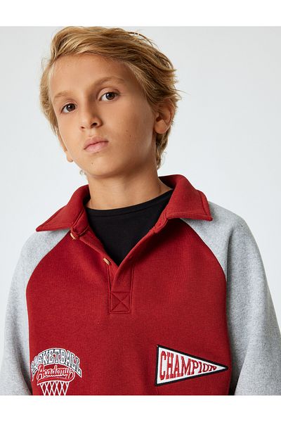 Koton Φούτερ Polo Neck - Μακρυμάνικο με κεντημένες λεπτομέρειες και κουμπιά