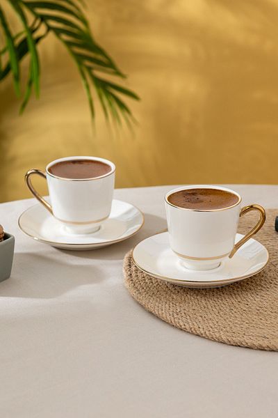 İSTANBUL PORSELEN Istanbul Porcelain Semin 2-Person Coffee Cup Set Gold 140 ml