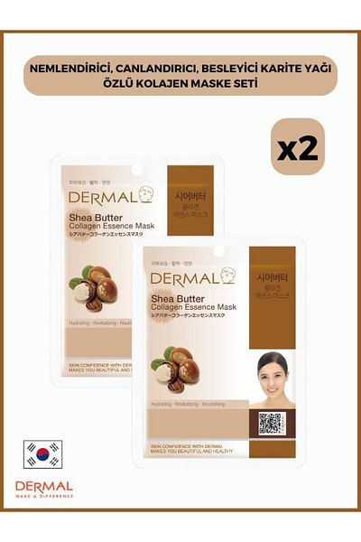 Dermal 2 Pieces Collagen Mask Set - Moisturizing, Revitalizing and Nourishing Shea Butter Extract