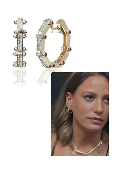 monalisatoka Kadın Gold Halka Küpe Serenay Kupesi