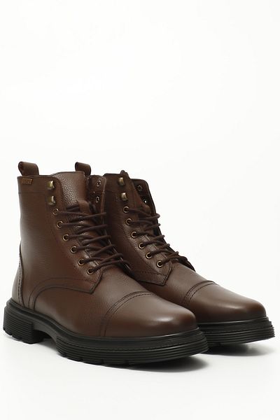 GÖNDERİ(R) Brown Floater Gön Genuine Leather Zippered Lace-Up Men's Boots 81501