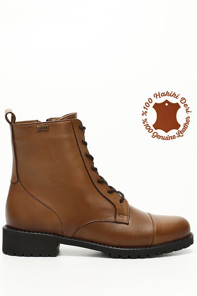GÖNDERİ(R) Women's Mink Antique Zippered Rubber Sole Genuine Leather Boots