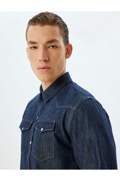 Koton Baumwoll-Jeanshemd – Jacke mit Kappe und Taschendetail