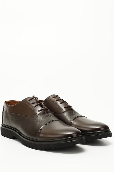 GÖNDERİ(R) BROWN Genuine Leather Round Toe Lace-Up Casual Men's Shoes 01562