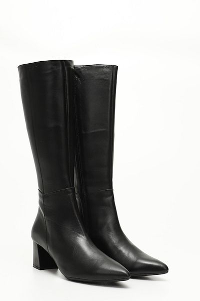 GÖNDERİ(R) Black Gön Genuine Leather Women's Heeled Zippered Boots 44585